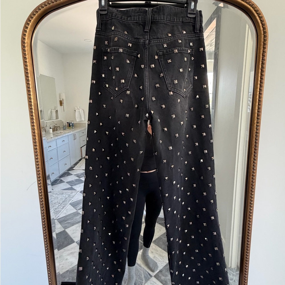 MOTHER Studded Black Wide-Leg Jeans - Picture 4 of 5